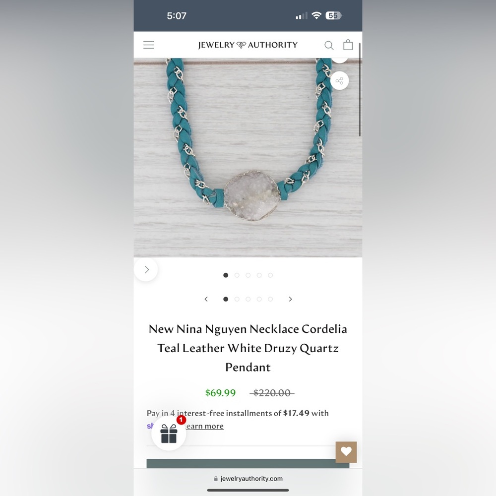 Nina Nguyen Suede Gold & Druzy Necklace or Wrap Bracelet